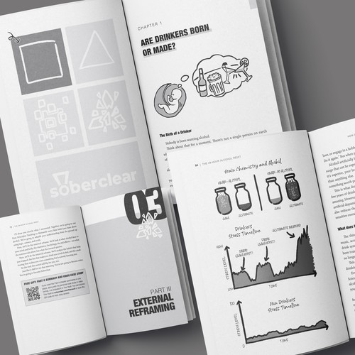 Book interior layout with custom illustrations